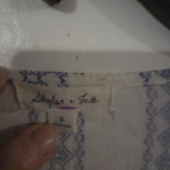 Skylar And Jade Elegant Blue and White Women's Blouse - Picture 3 of 4